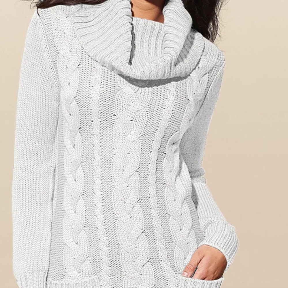 White Sweater dress with front pockets